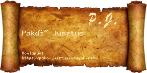 Pakó Jusztus névjegykártya